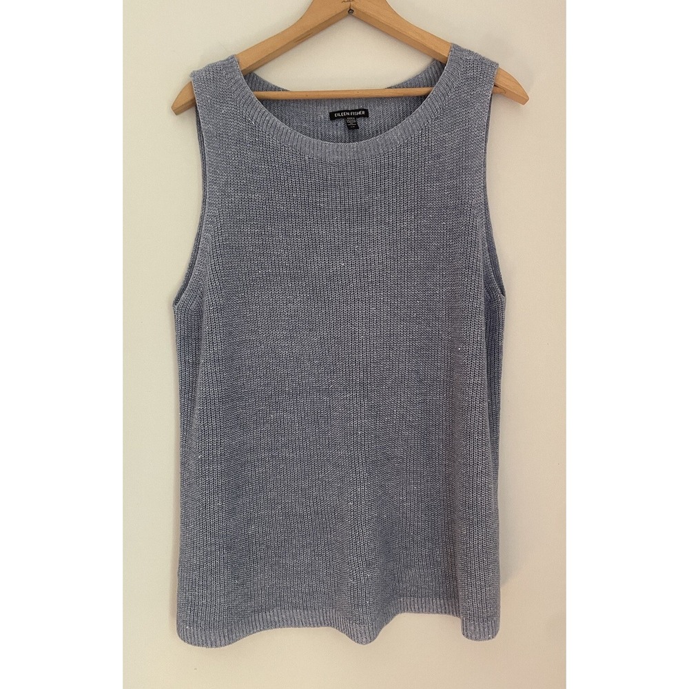 Eileen Fisher Organic Linen Knit Melange Bateau Neck Shell